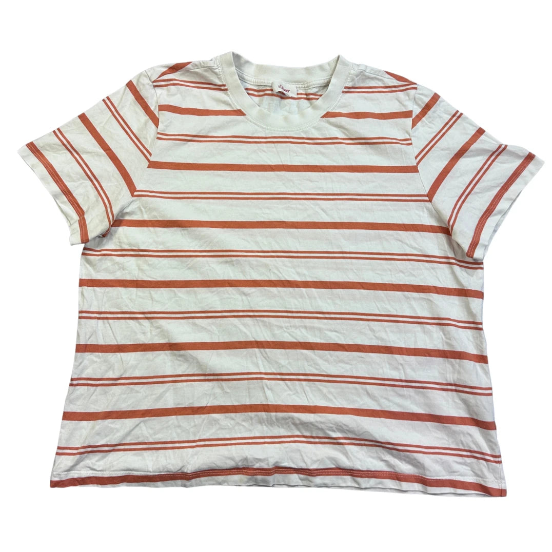 s.Oliver® White Orange Striped Casual T-Shirt