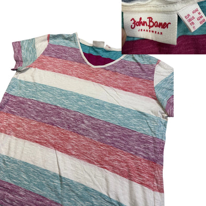 John Baner® Multicolor Striped Casual T-Shirt