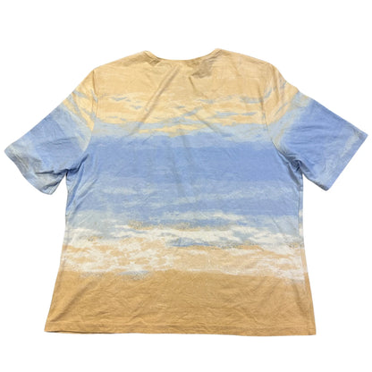 Mark Adam® Beige & Sky Blue Scenic Print Casual T-Shirt(L)