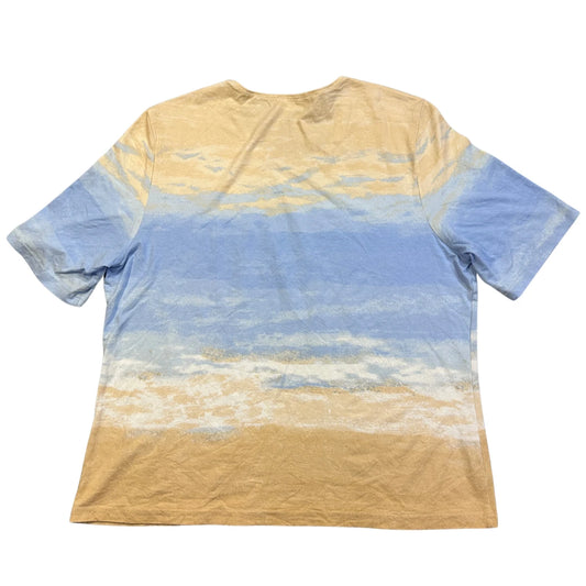 Mark Adam® Beige & Sky Blue Scenic Print Casual T-Shirt(L)