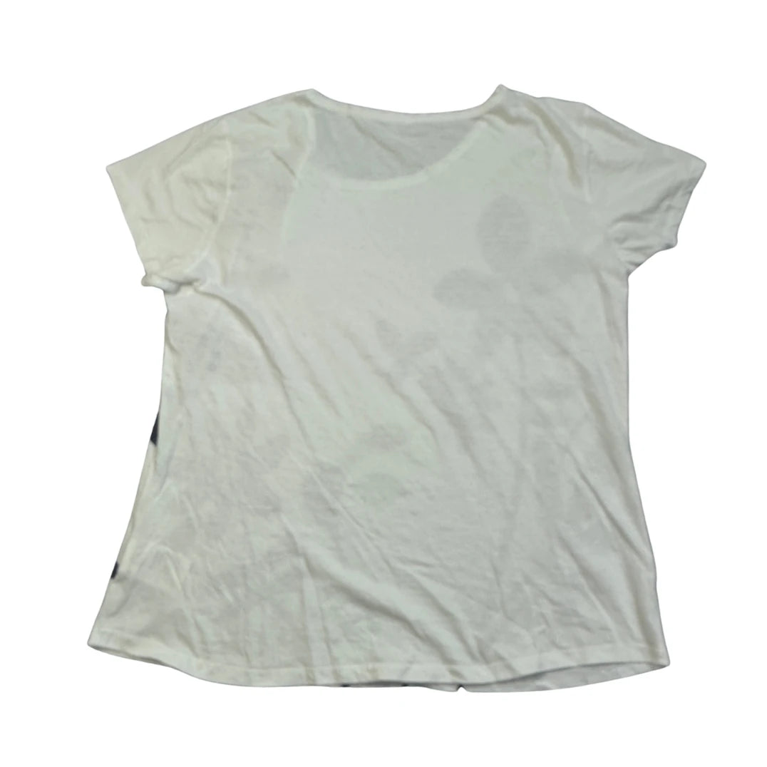 White Floral Print Casual T-Shirt(L)