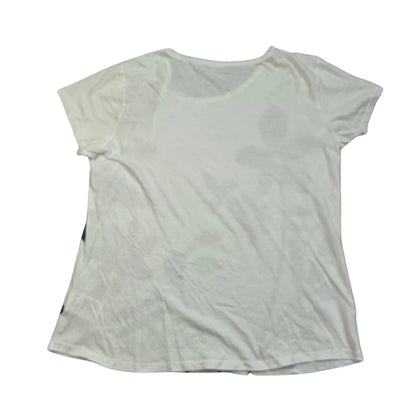 White Floral Print Casual T-Shirt(L)