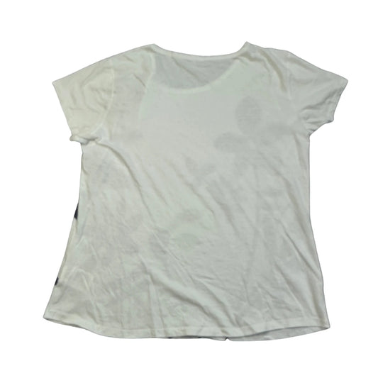 White Floral Print Casual T-Shirt(L)