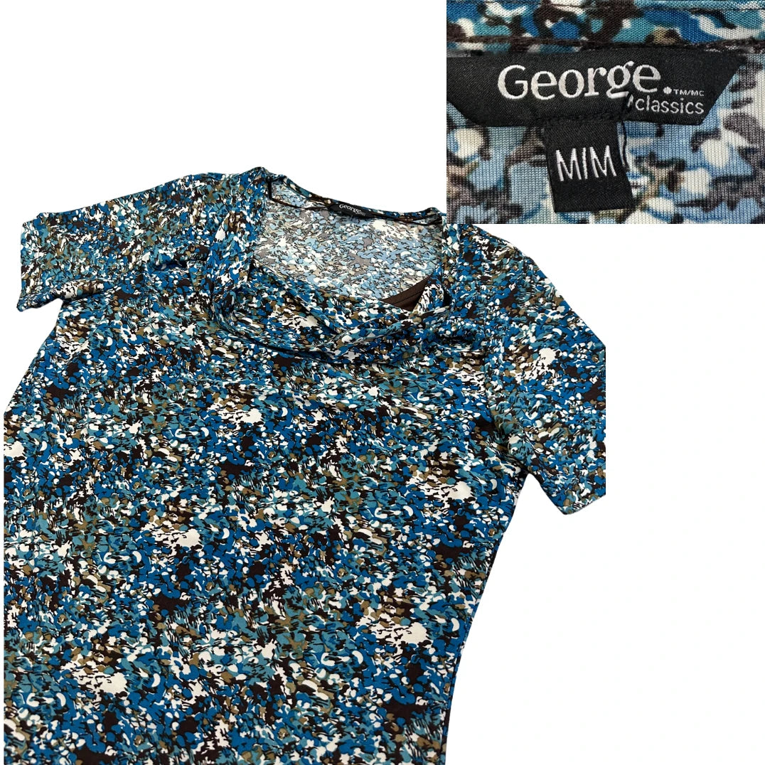 George® Blue Floral Print Casual Top(S)