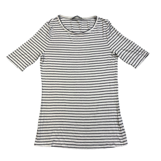 Oui® White & Black Striped Casual Top(M)