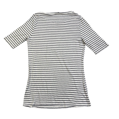 Oui® White & Black Striped Casual Top(M)