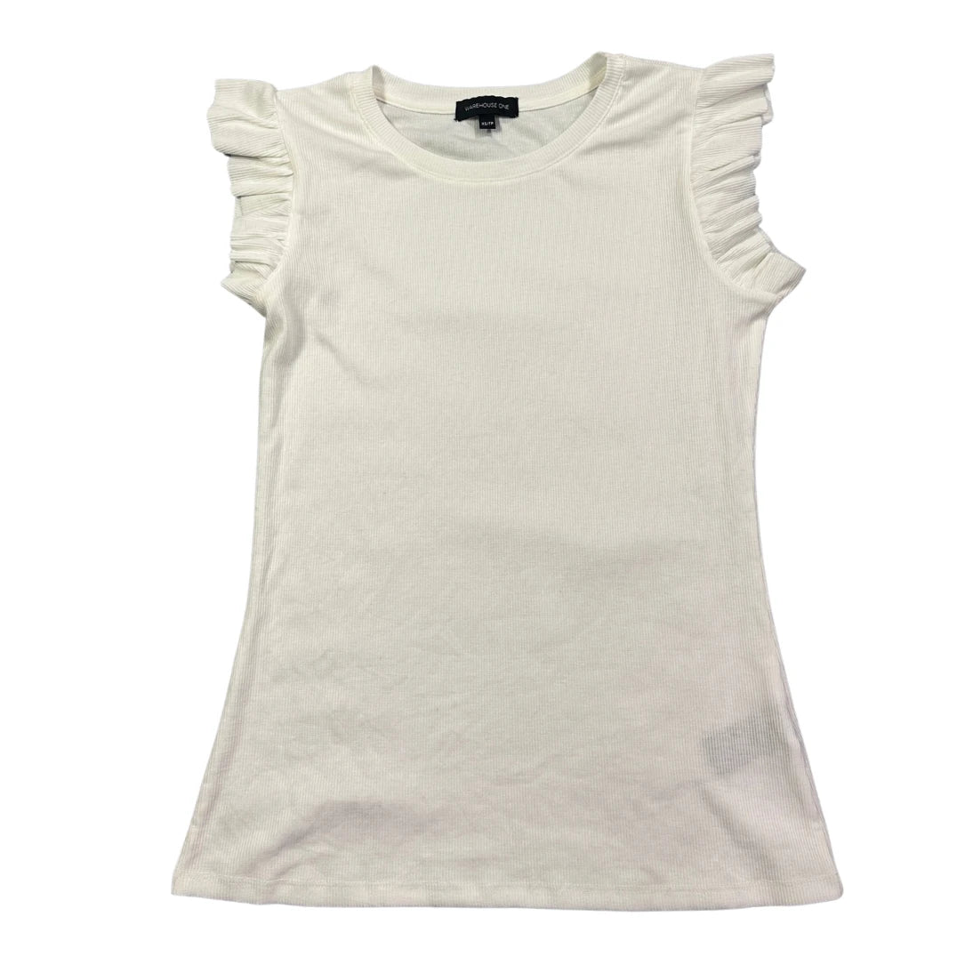 Warehouse One® White Ruffle Sleeve Top(XS)