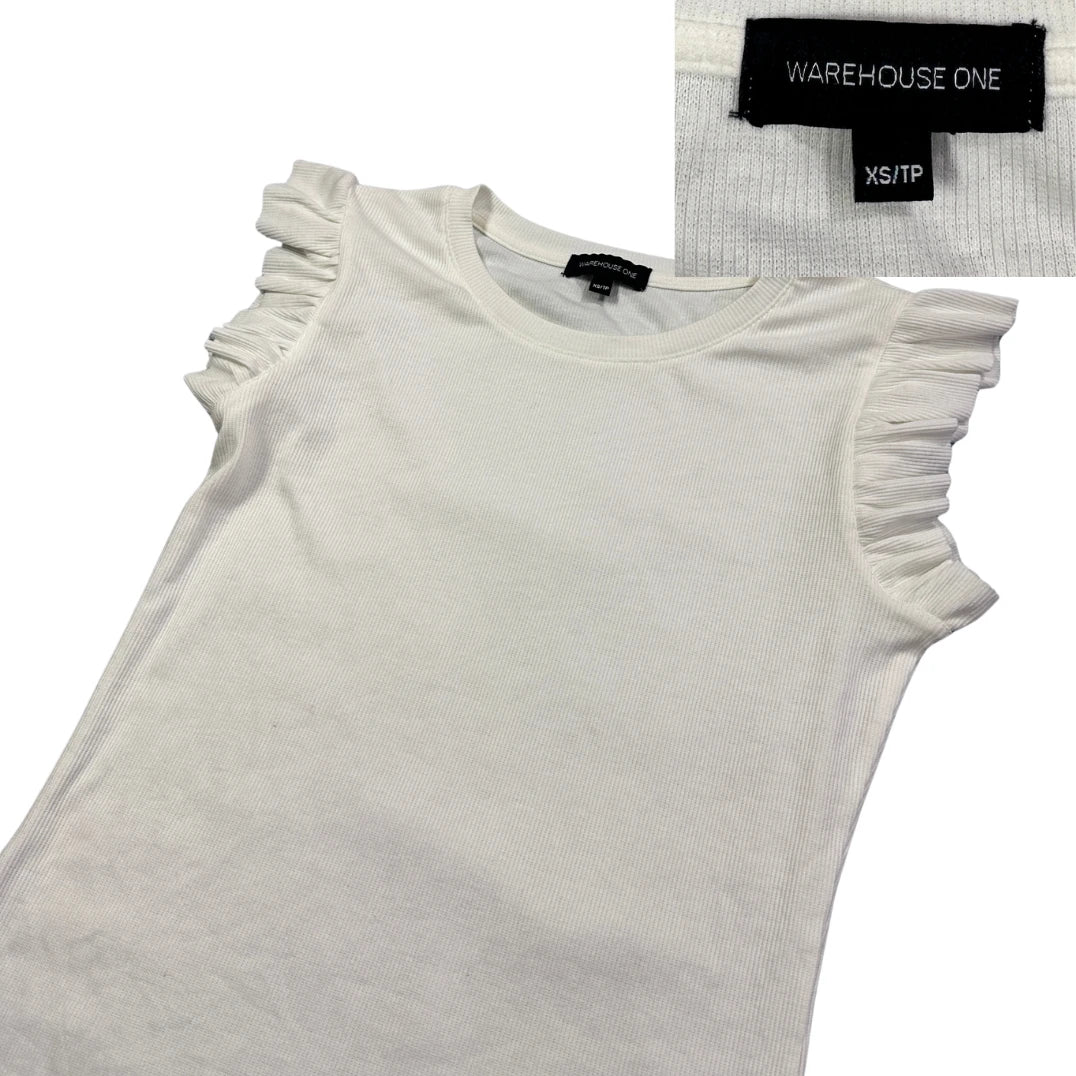 Warehouse One® White Ruffle Sleeve Top(XS)