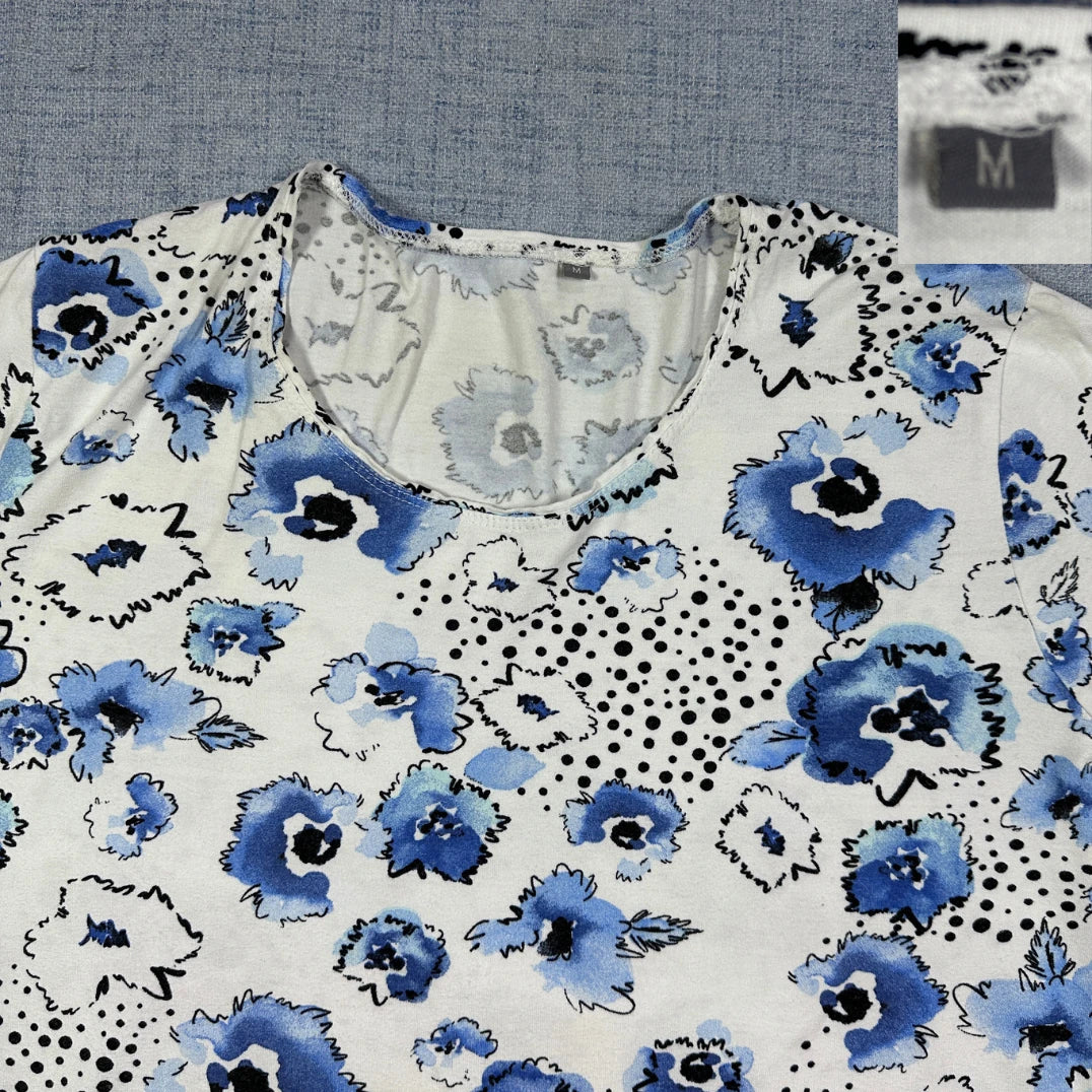 Floral Print Short Sleeve Top-M