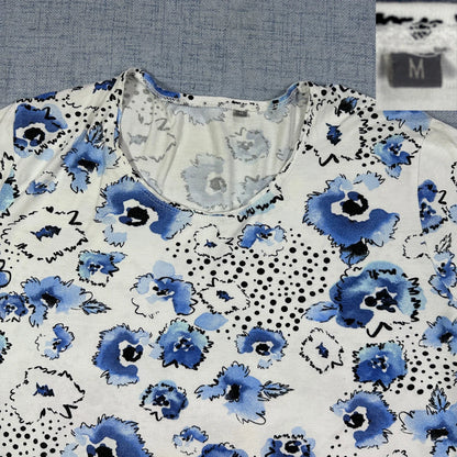 Floral Print Short Sleeve Top-M