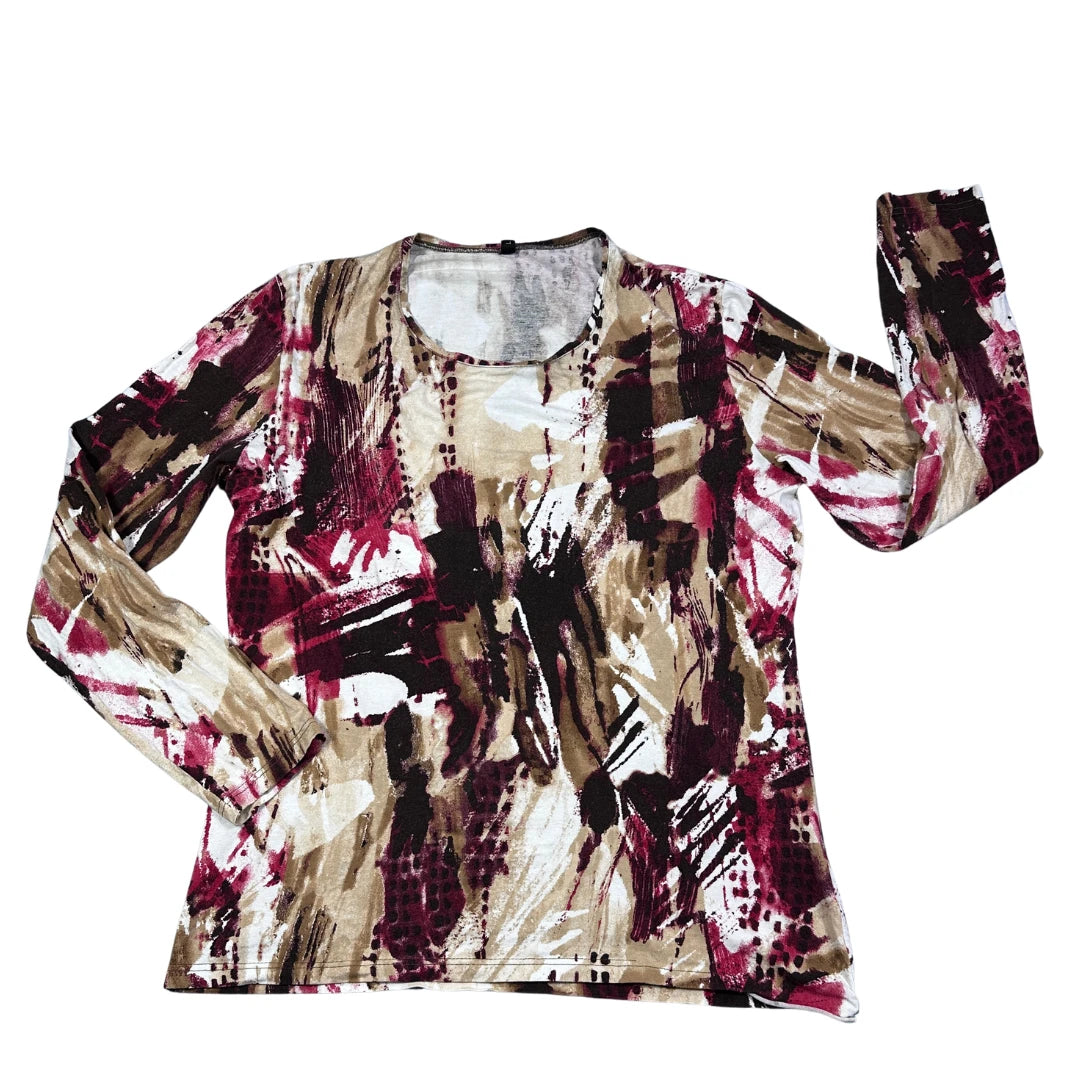 Abstract Print Long Sleeve Top-L