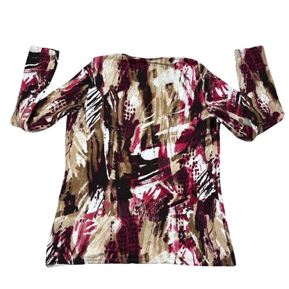 Abstract Print Long Sleeve Top-L