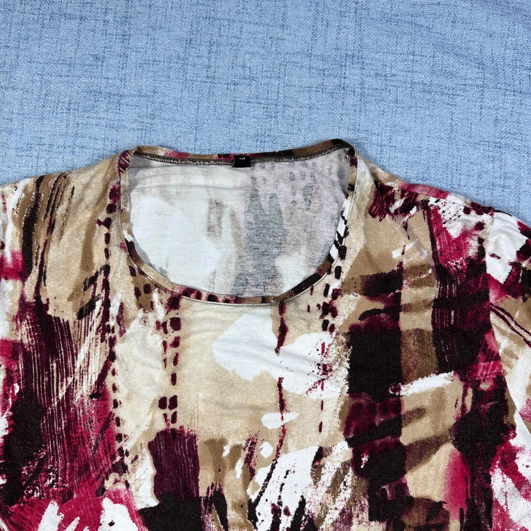Abstract Print Long Sleeve Top-L