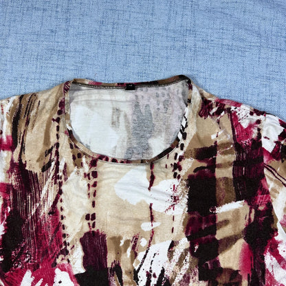 Abstract Print Long Sleeve Top-L
