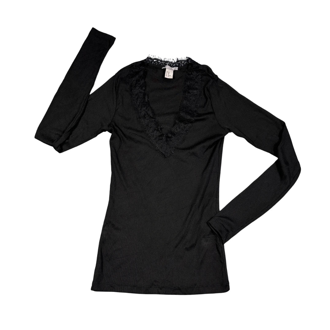 H&M® Lace Trim Ribbed Top-XS