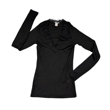 H&M® Lace Trim Ribbed Top-XS