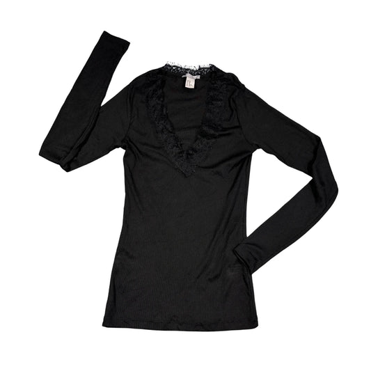 H&M® Lace Trim Ribbed Top-XS