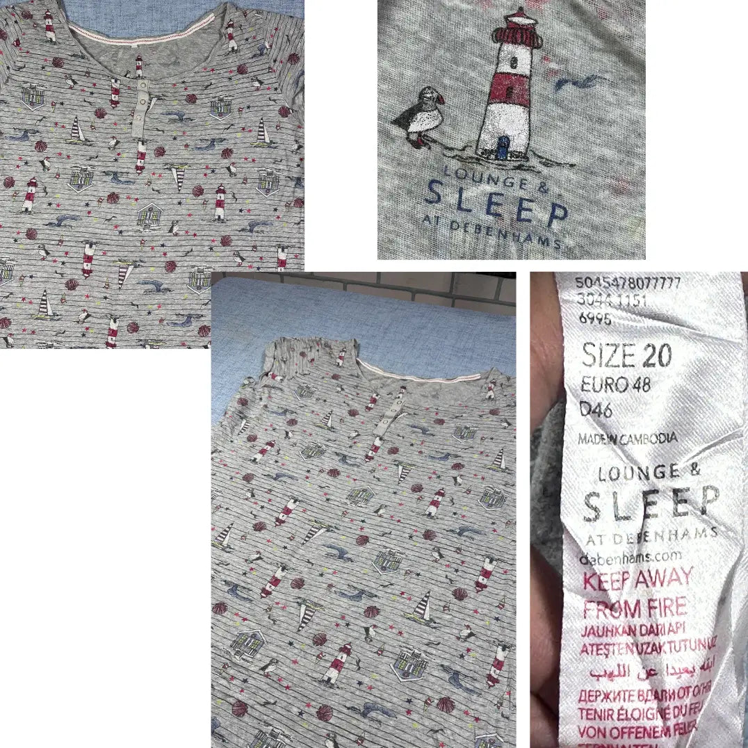 Debenhams® Grey Sleep Tunic Nautical-XL