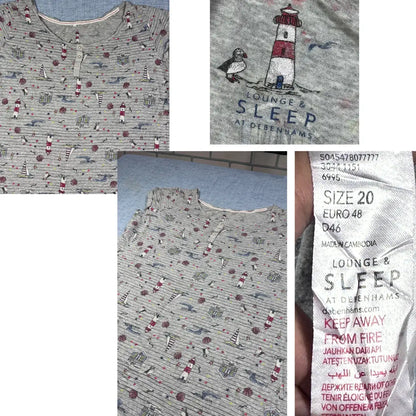 Debenhams® Grey Sleep Tunic Nautical-XL