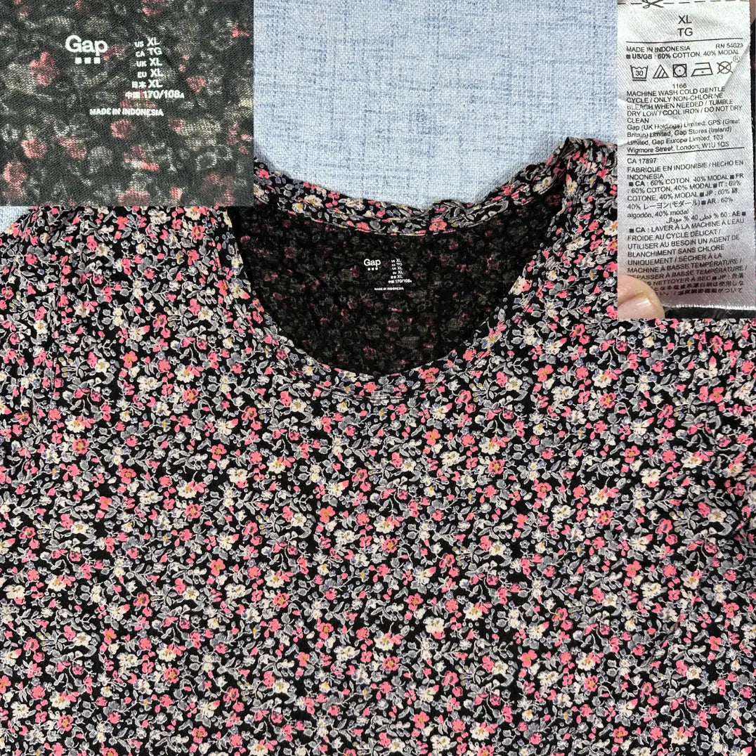 Gap® Black Floral Top Printed-XL