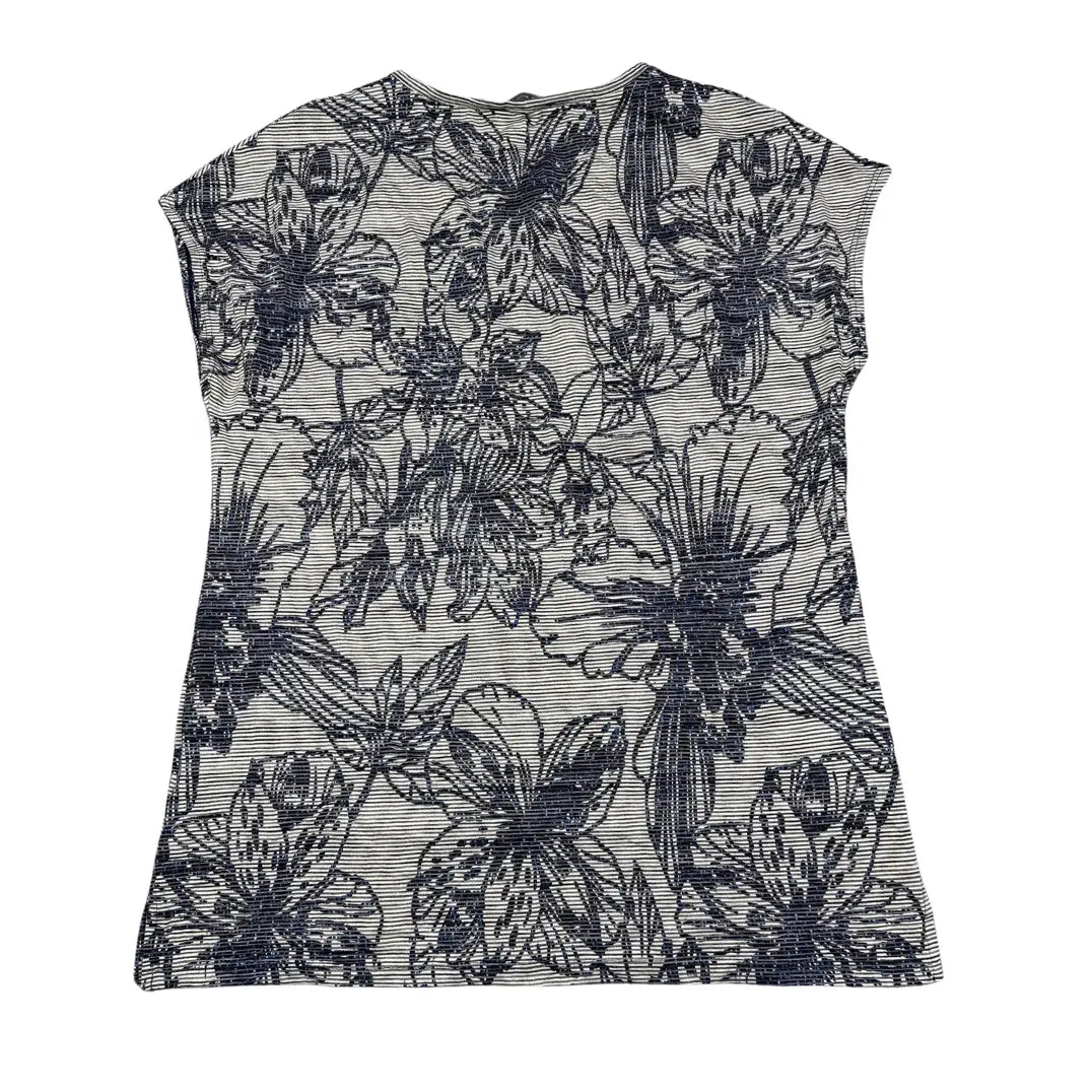 Geisha® White Floral Top Striped-L
