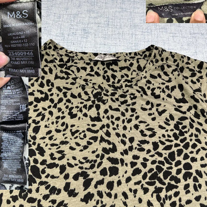 M&S Collection® Khaki Animal Print T Shirt-L