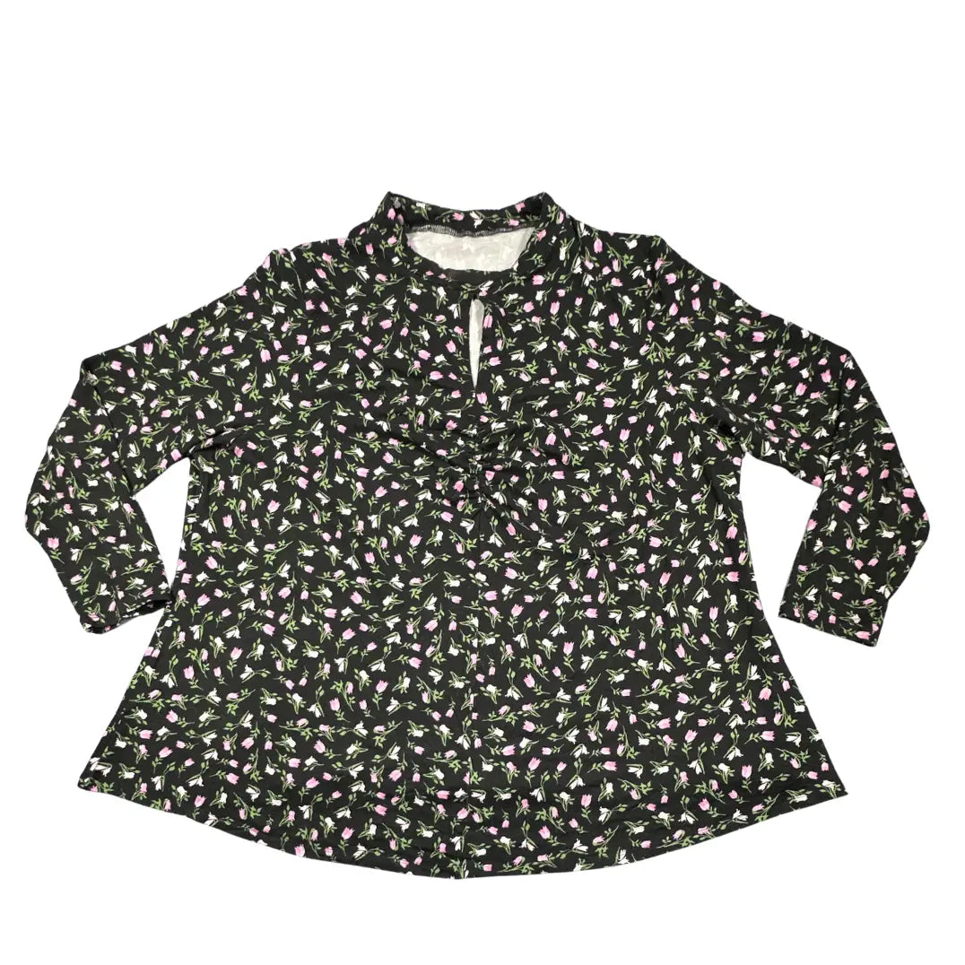 Dunnes® Black Floral Peplum Top-XL