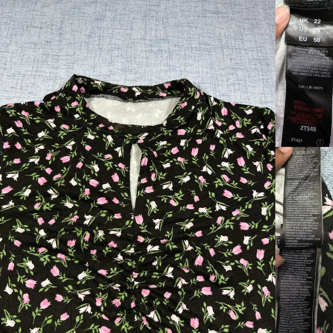 Dunnes® Black Floral Peplum Top-XL