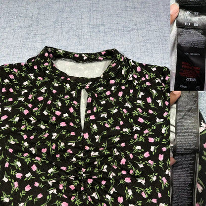 Dunnes® Black Floral Peplum Top-XL