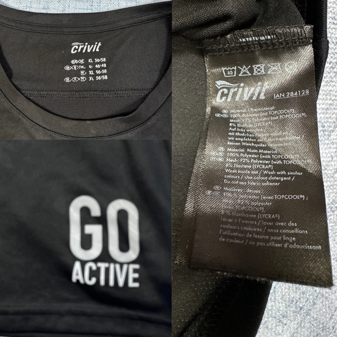 Crivit Black Women's T Shirt-XL Activewear Gym Shirts