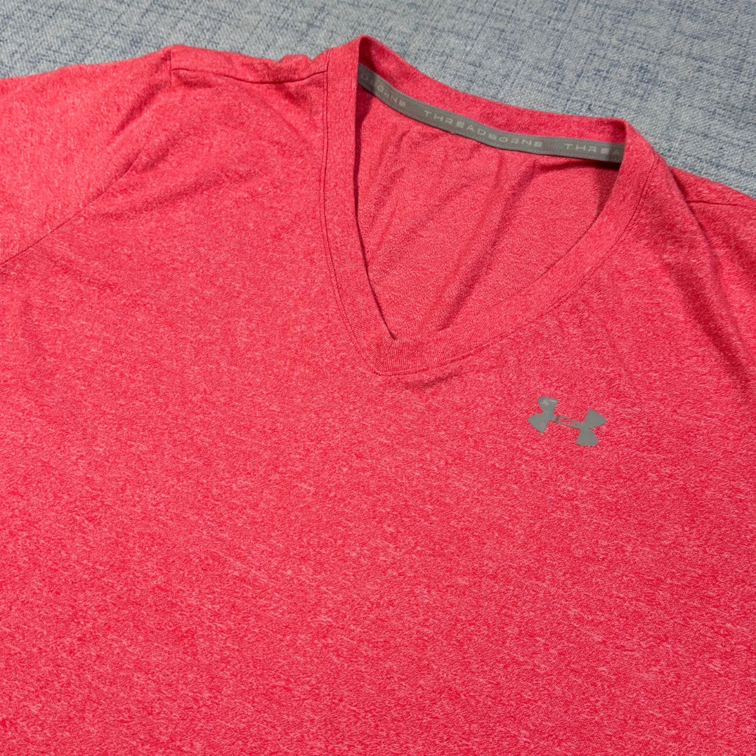 Under Armour Pink Women's T Shirt-L Activewear Gym Shirts