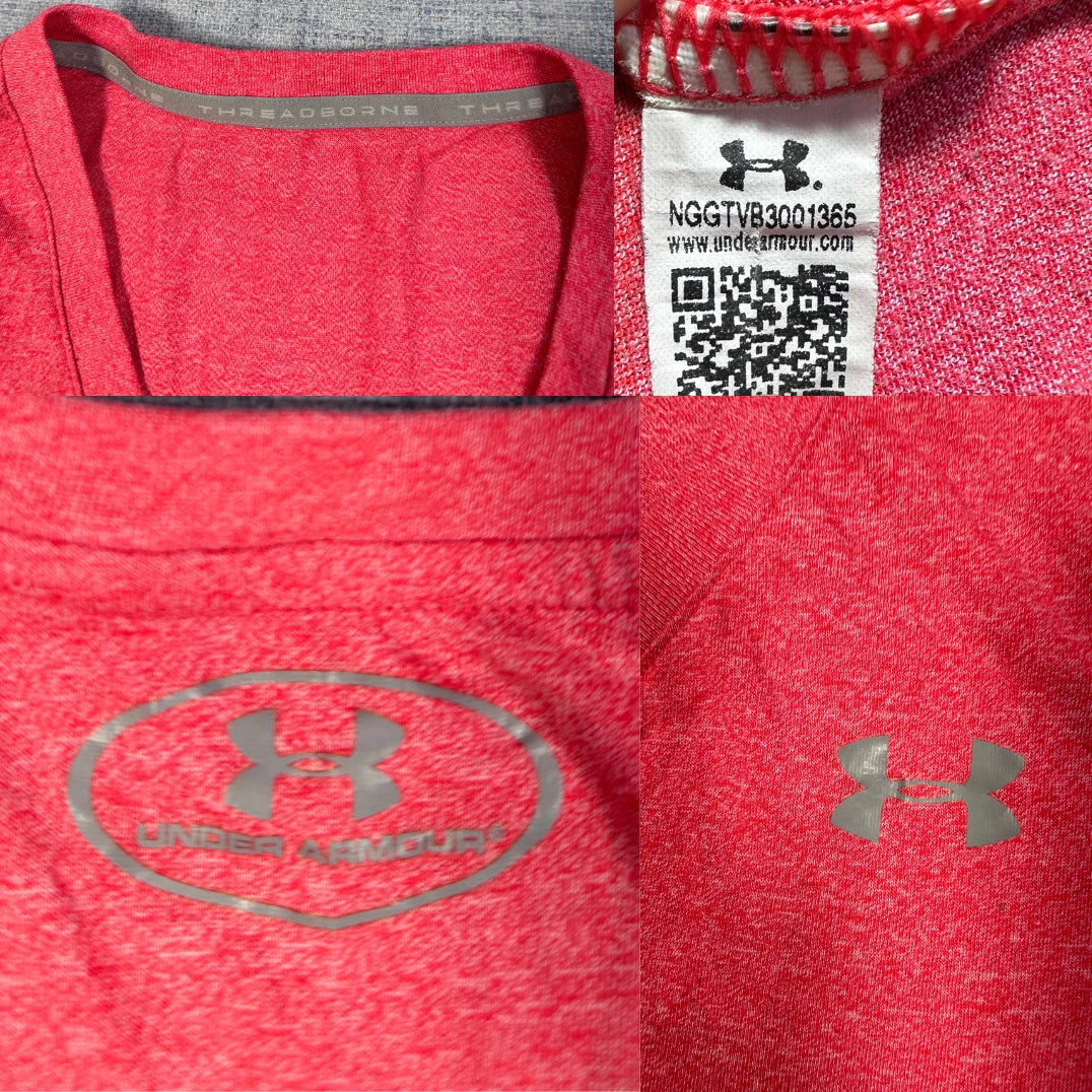 Under Armour Pink Women's T Shirt-L Activewear Gym Shirts