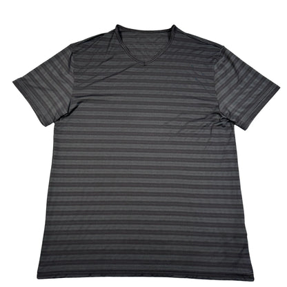 Unbranded Black Striped V-Neck Tee
