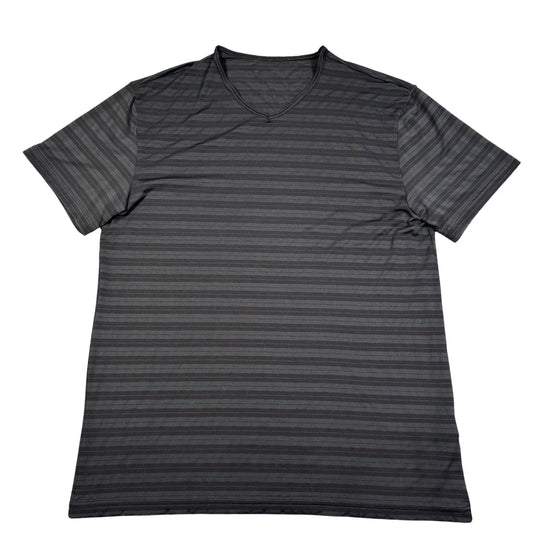 Unbranded Black Striped V-Neck Tee