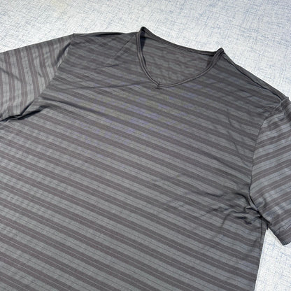 Unbranded Black Striped V-Neck Tee