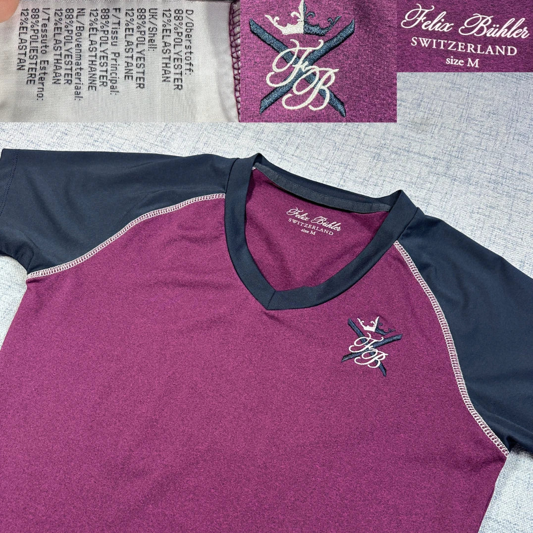 Felix Bühler Maroon Colorblock Sports Tee (M)
