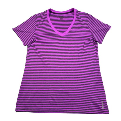 Reebok Purple Striped V-Neck Tee-L