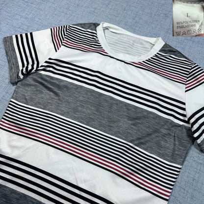 Unbranded Gray Striped T Shirt-L