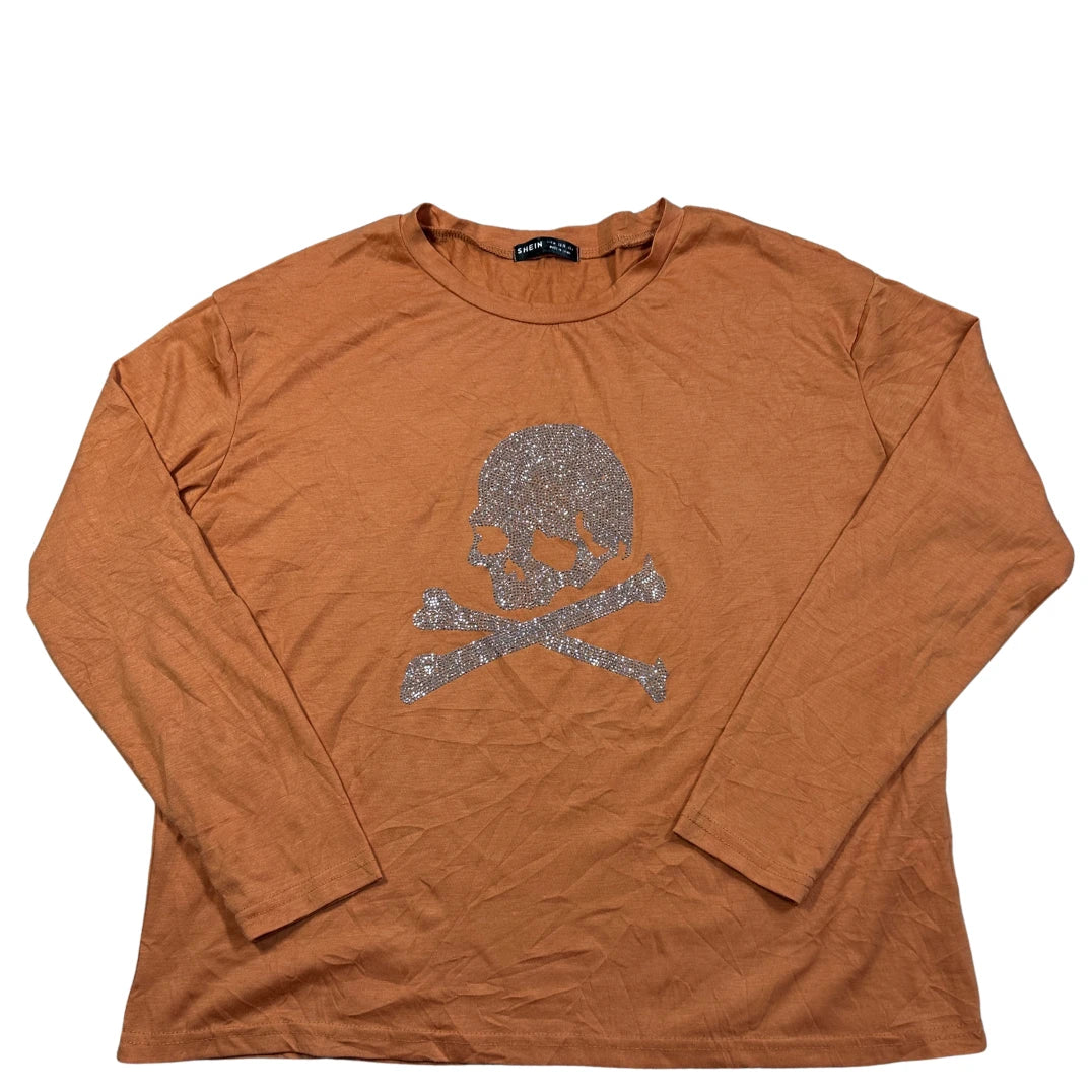 SHEIN® Brown Long Sleeve Graphic Top-M