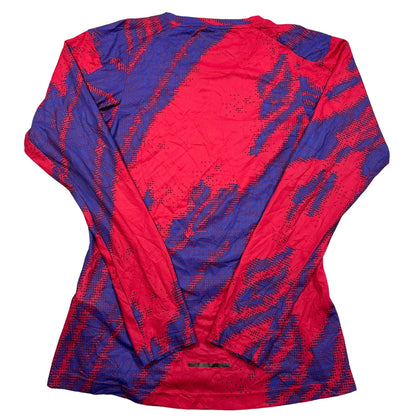 Adidas® Pink Blue Long Sleeve Trail Top-XS