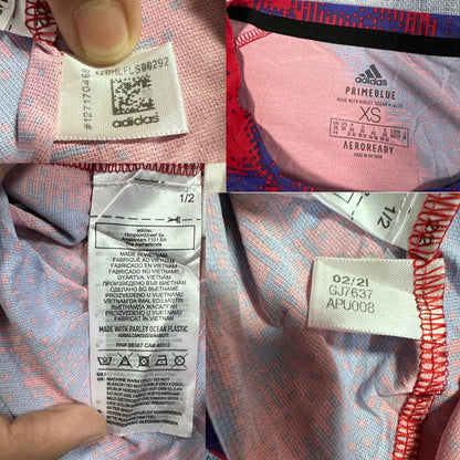 Adidas® Pink Blue Long Sleeve Trail Top-XS