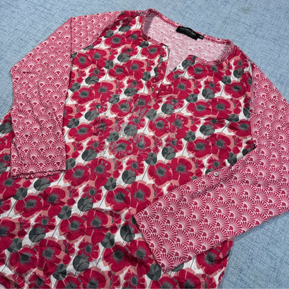 Capuccino® Red Floral Long Sleeve Top-M