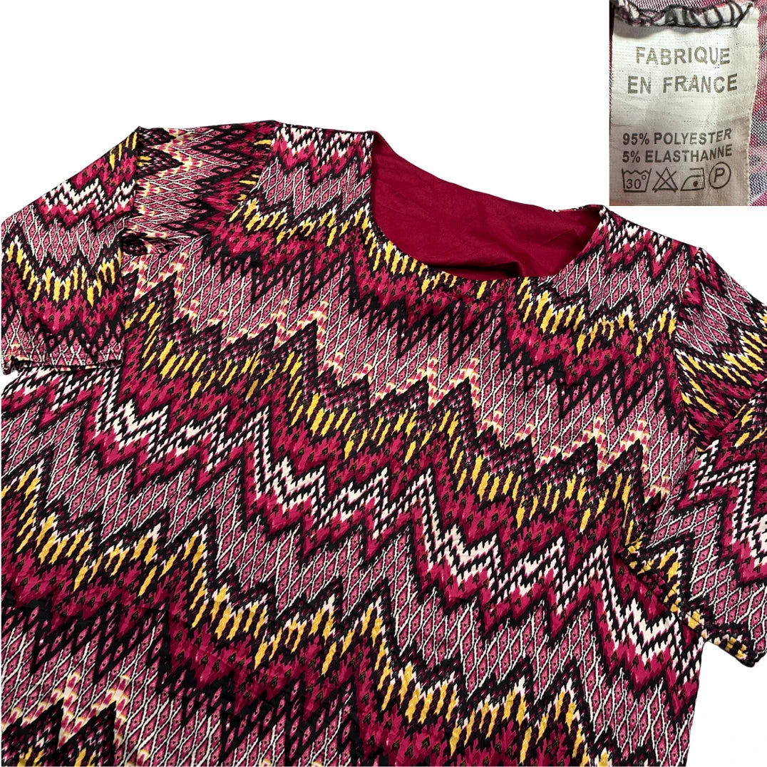 Unbranded Maroon Zigzag Print Top-L