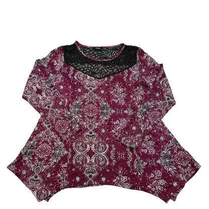 Klass® Magenta Paisley Lace Top-L