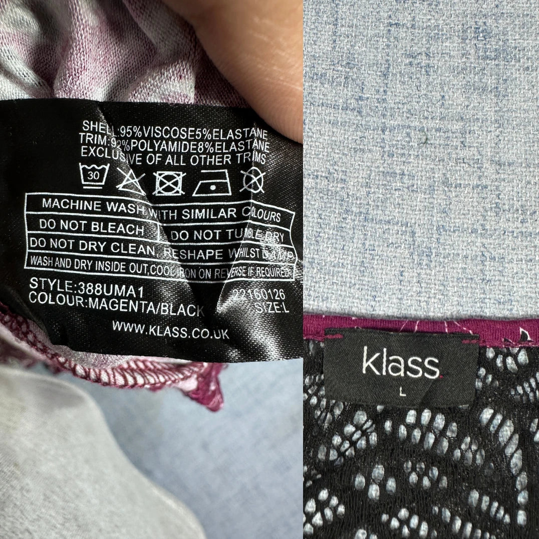 Klass® Magenta Paisley Lace Top-L