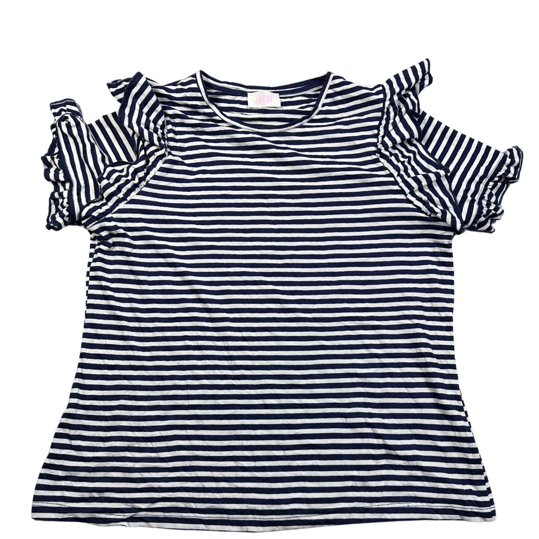 Savida® Navy Striped Ruffle Top-2XL