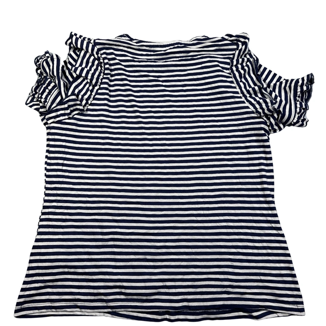 Savida® Navy Striped Ruffle Top-2XL