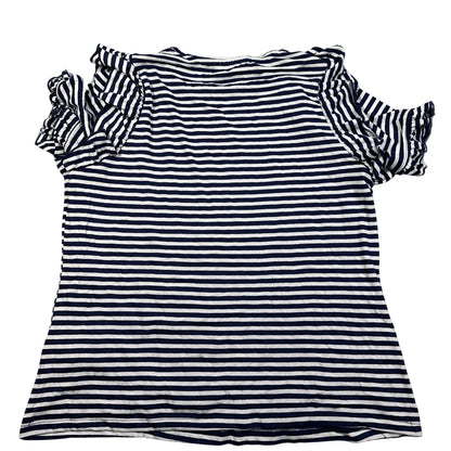 Savida® Navy Striped Ruffle Top-2XL