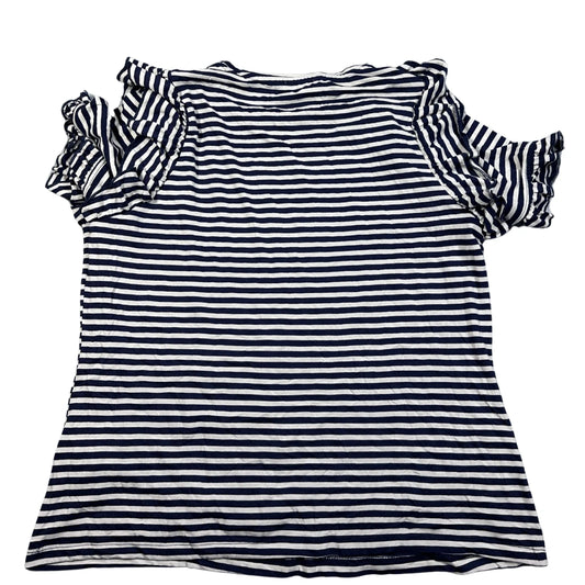Savida® Navy Striped Ruffle Top-2XL