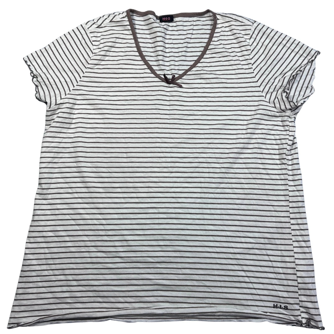 H.I.S® Brown Striped V-Neck Top-2XL